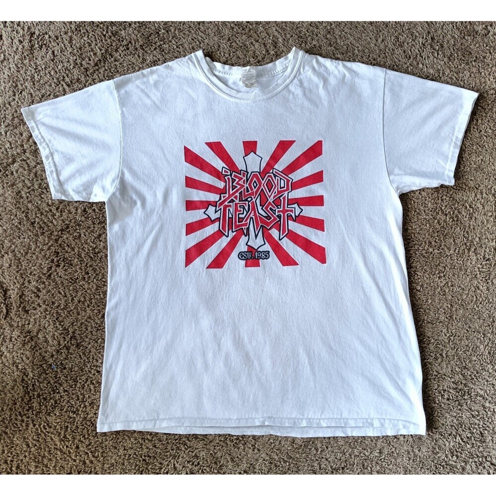 Blood Feast T-Shirt Men's Large White Short Sleeve